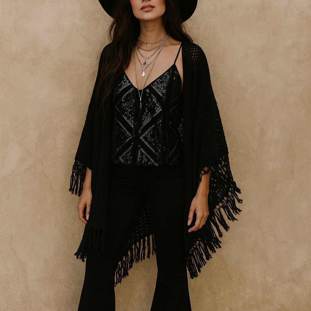 Express Black Sequin & Velvet Camisole Geometric Boho Party Top Holiday‎ Glam